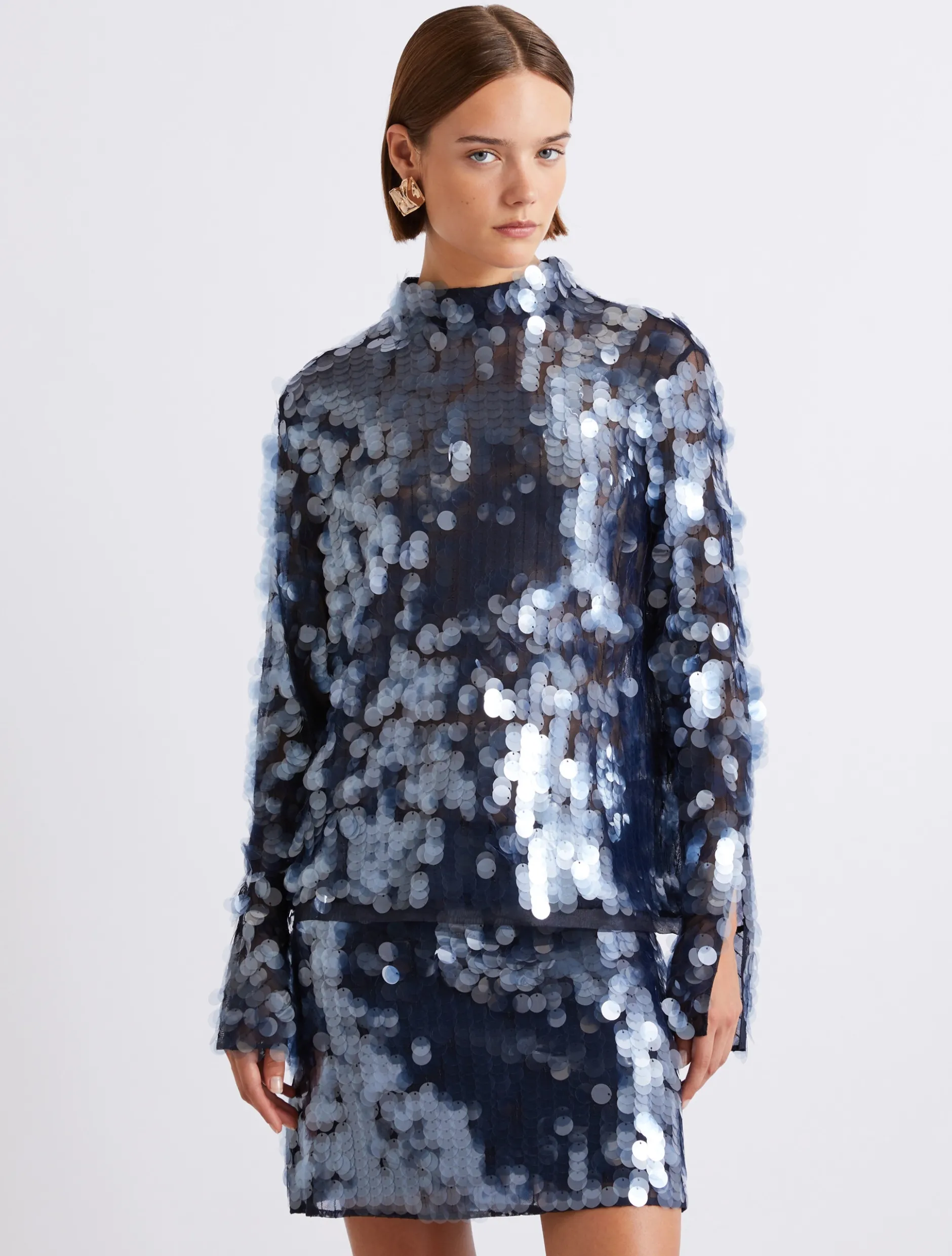 Blusa con paillette - BLU