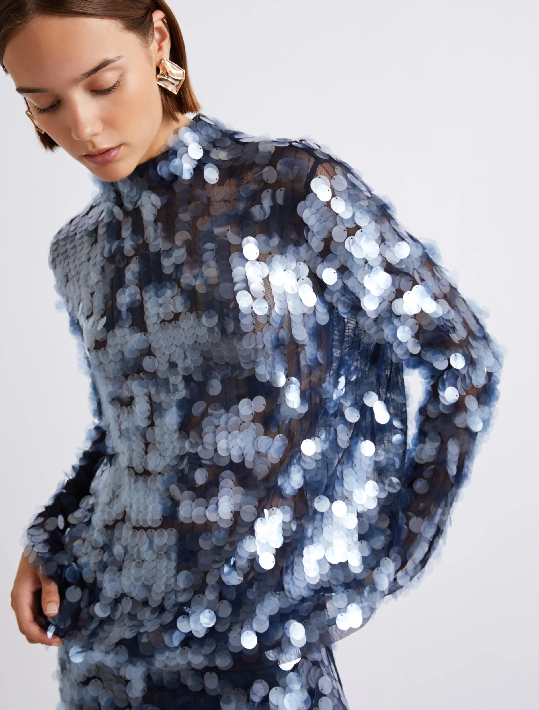 Blusa con paillette - BLU