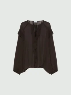 Blusa con volant - MARRONE