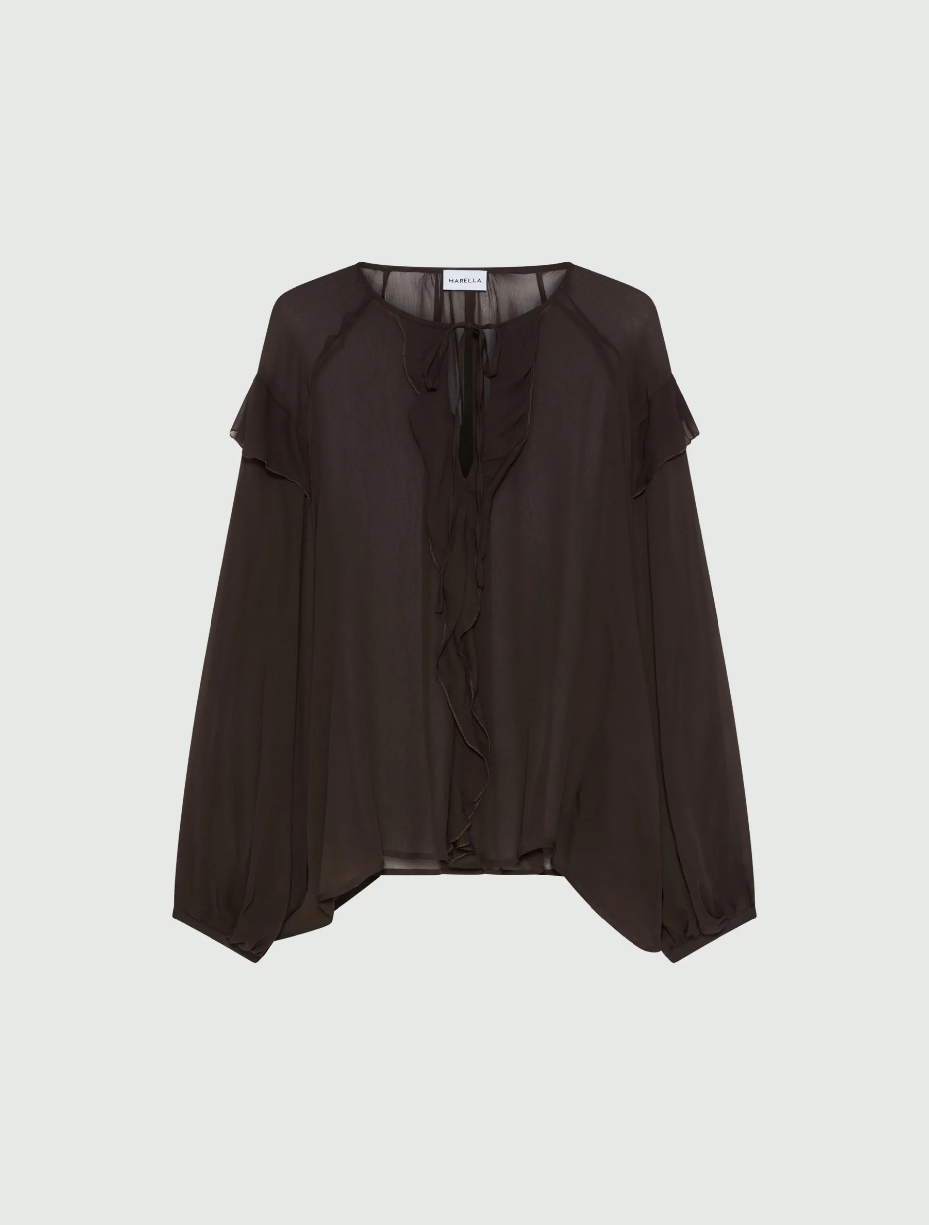 Blusa con volant - MARRONE