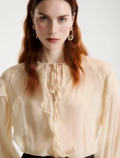 Blusa con volant - SABBIA