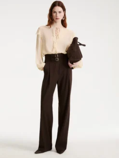Blusa con volant - SABBIA