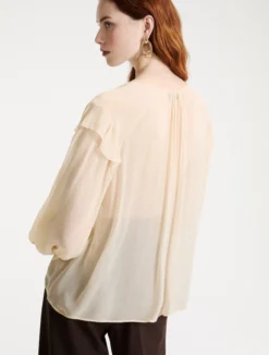 Blusa con volant - SABBIA