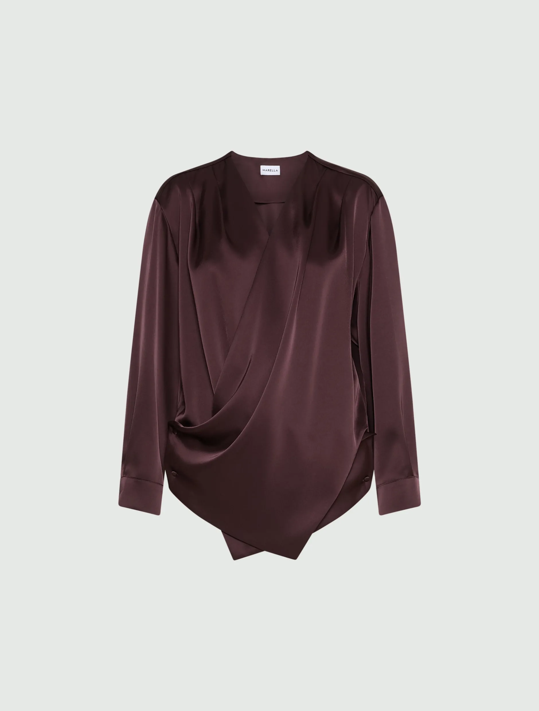Blusa incrociata in satin - BORDEAUX