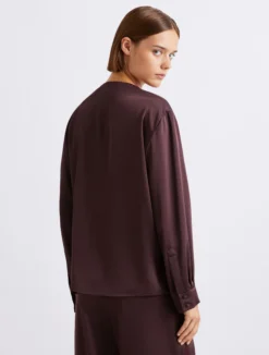 Blusa incrociata in satin - BORDEAUX