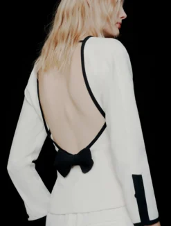 Blusa in envers satin - BIANCO LANA