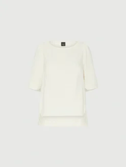 Blusa in envers satin con manica corta - BIANCO LANA