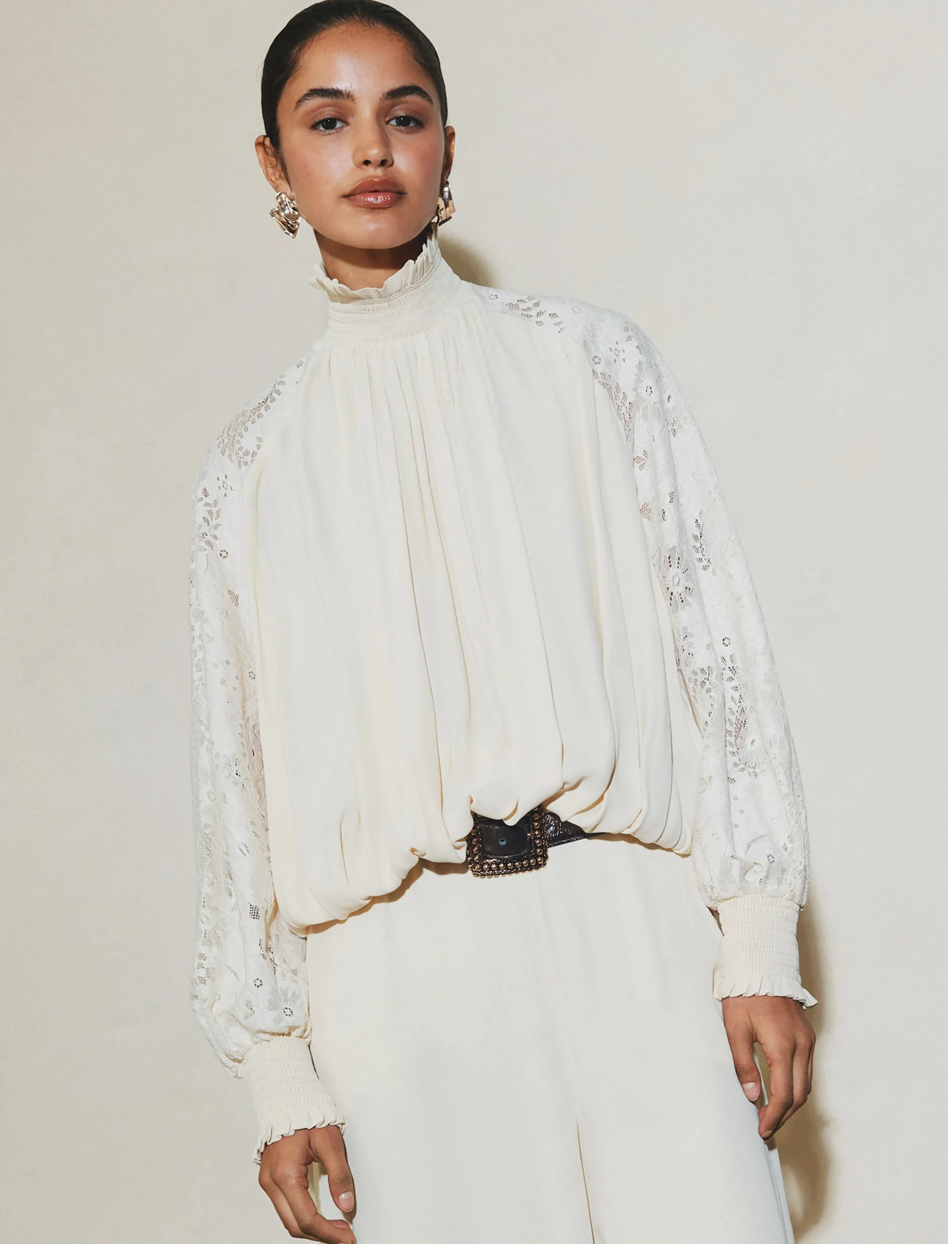Blusa in georgette - BIANCO LANA