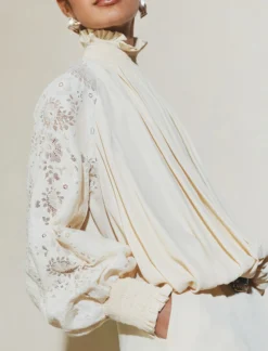 Blusa in georgette - BIANCO LANA