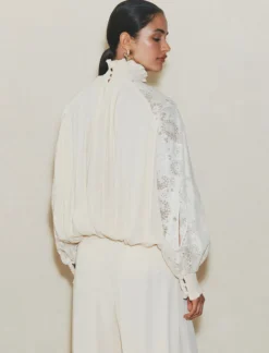 Blusa in georgette - BIANCO LANA
