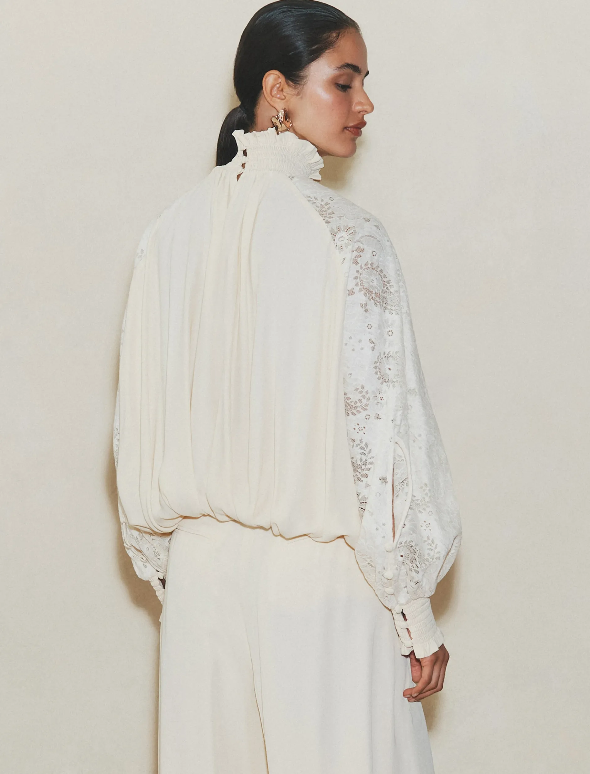 Blusa in georgette - BIANCO LANA
