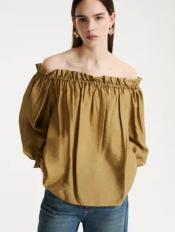 Blusa in georgette stampata - KAKI