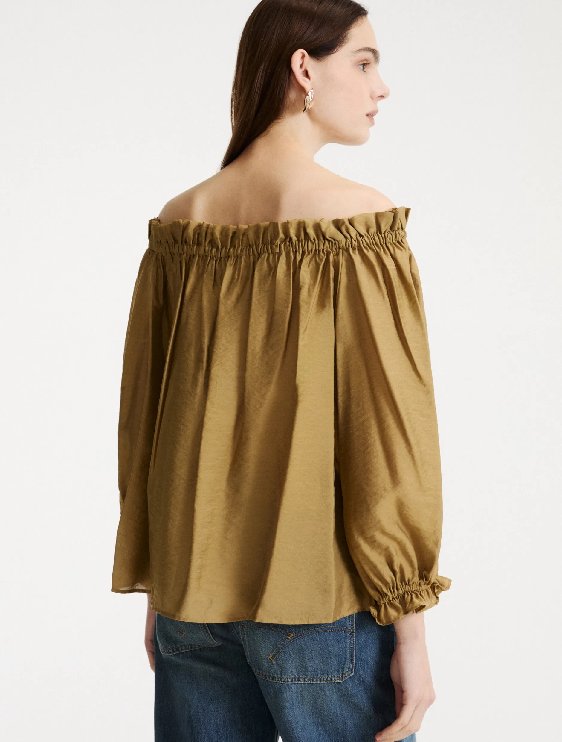 Blusa in georgette stampata - KAKI