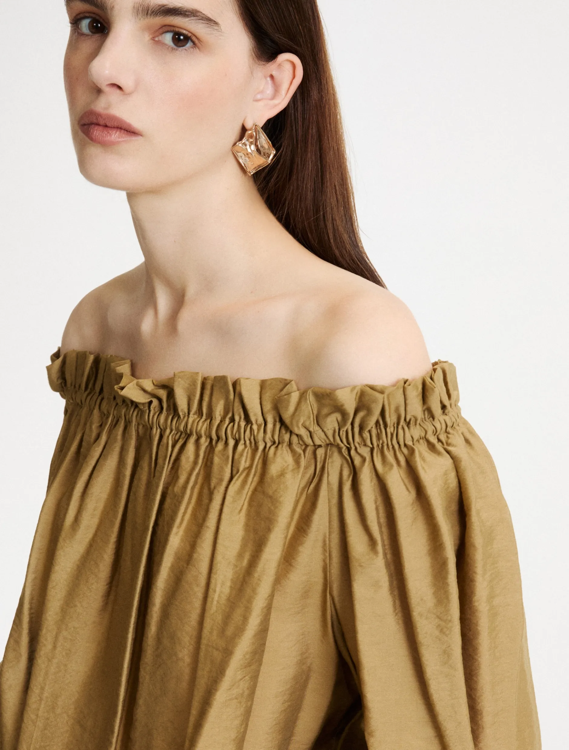 Blusa in georgette stampata - KAKI