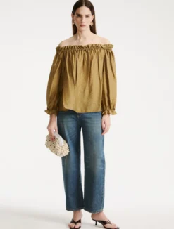Blusa in georgette stampata - KAKI