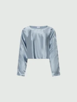 Blusa in raso leggero - AZZURRO POLVERE