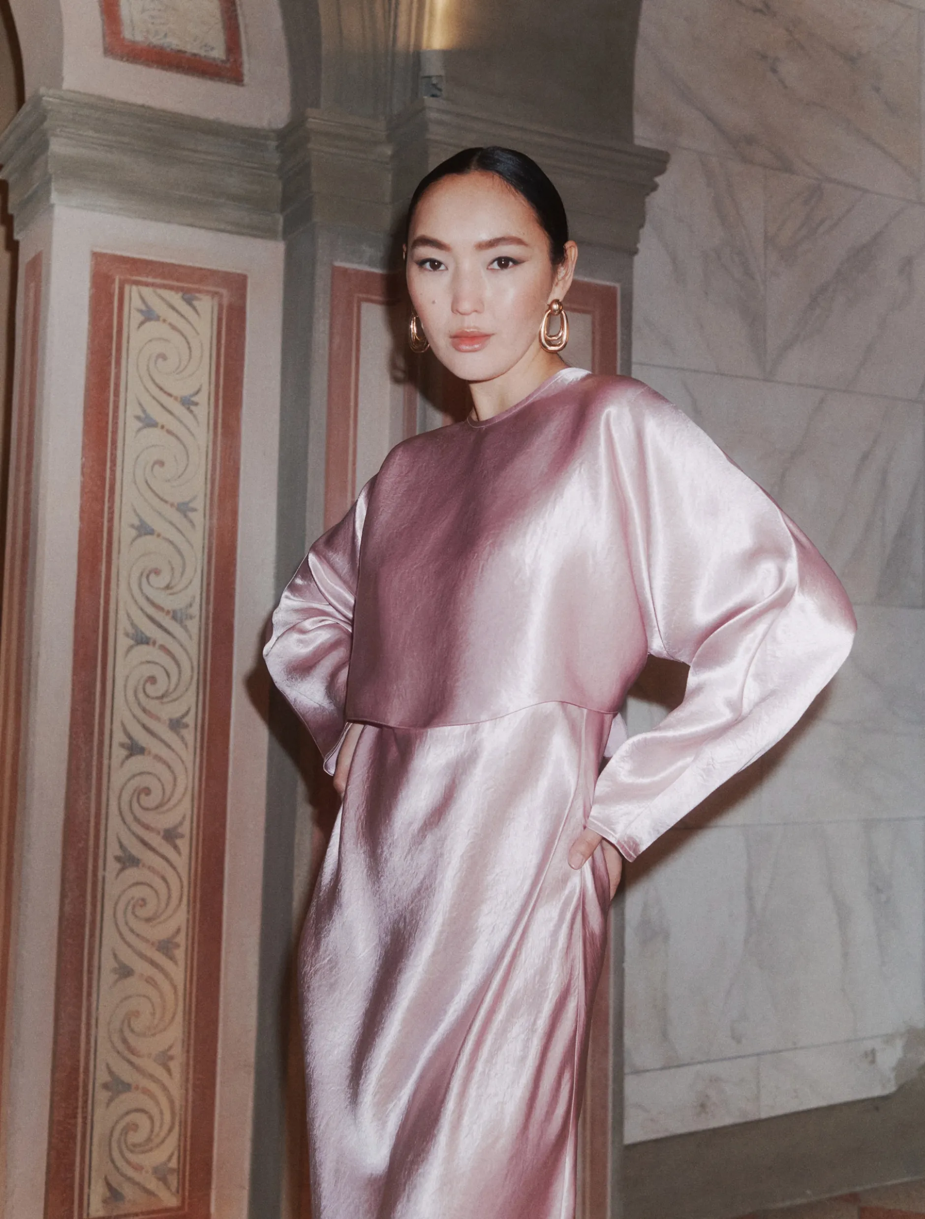 Blusa in raso leggero - ROSA
