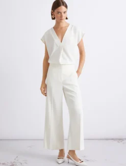 Blusa in satin fluido - BIANCO LANA