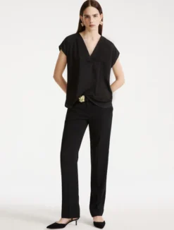 Blusa in satin fluido - NERO
