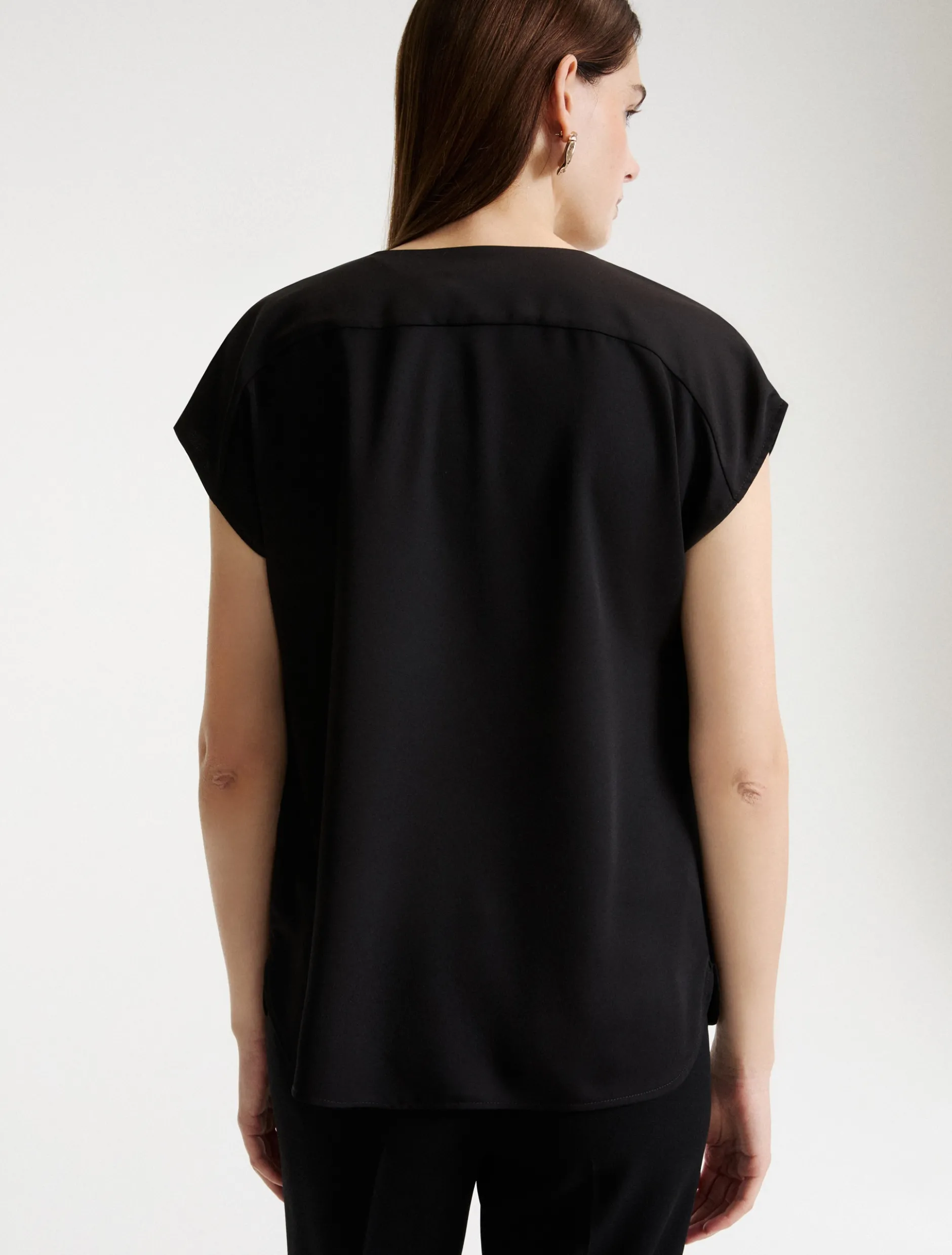 Blusa in satin fluido - NERO