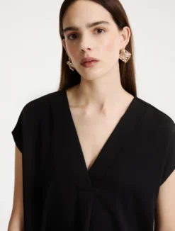 Blusa in satin fluido - NERO