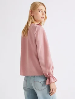 Blusa in seta con rouche - ROSA