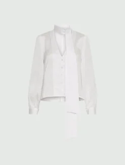Blusa in seta e viscosa - BIANCO