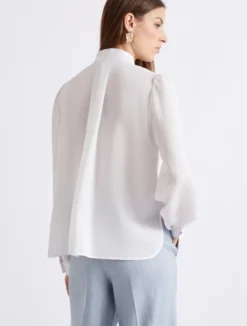 Blusa in seta e viscosa - BIANCO