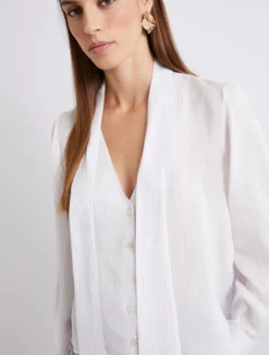 Blusa in seta e viscosa - BIANCO