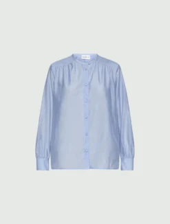 Blusa in voile di seta - AZZURRO