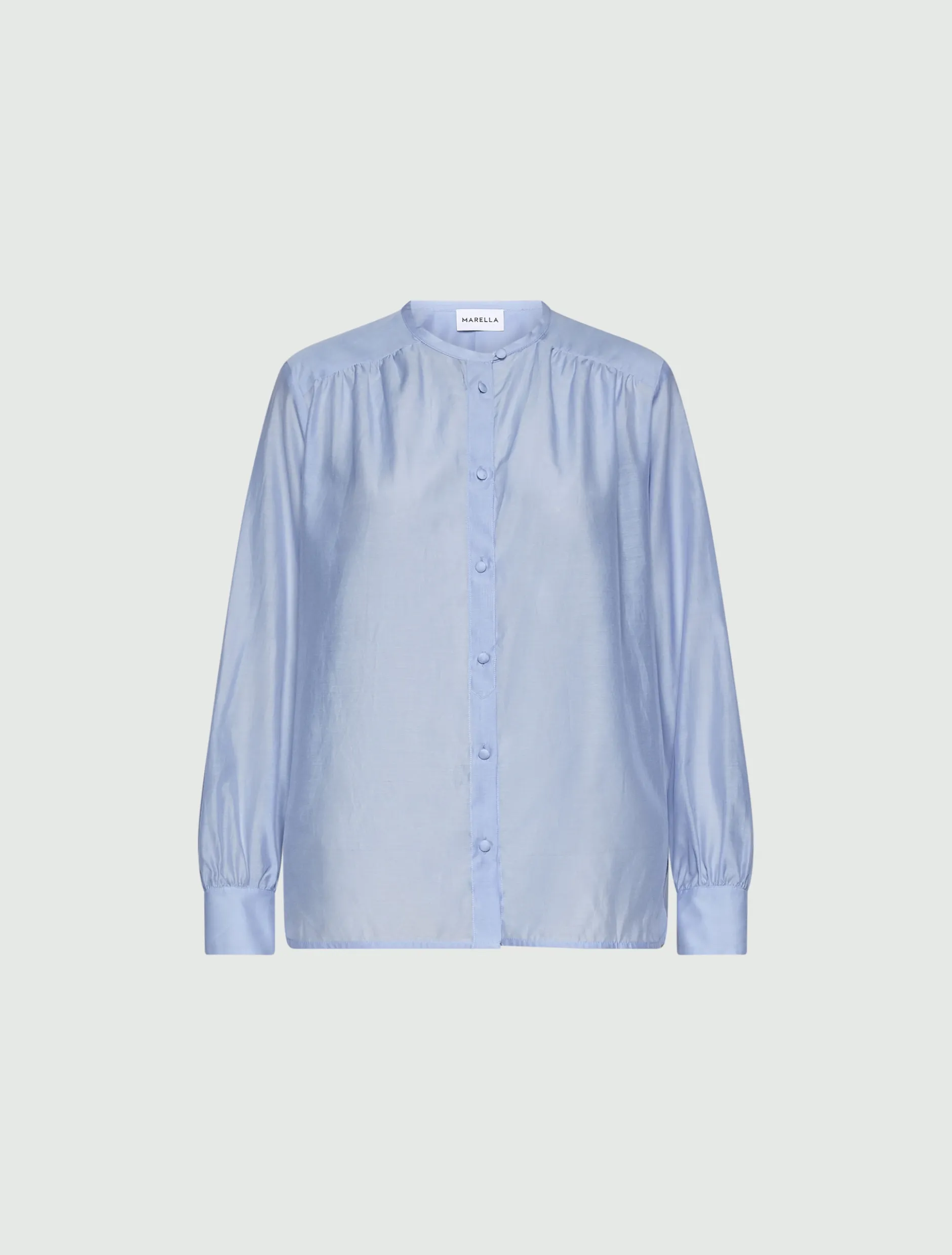 Blusa in voile di seta - AZZURRO