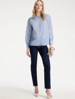 Blusa in voile di seta - AZZURRO