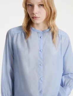Blusa in voile di seta - AZZURRO