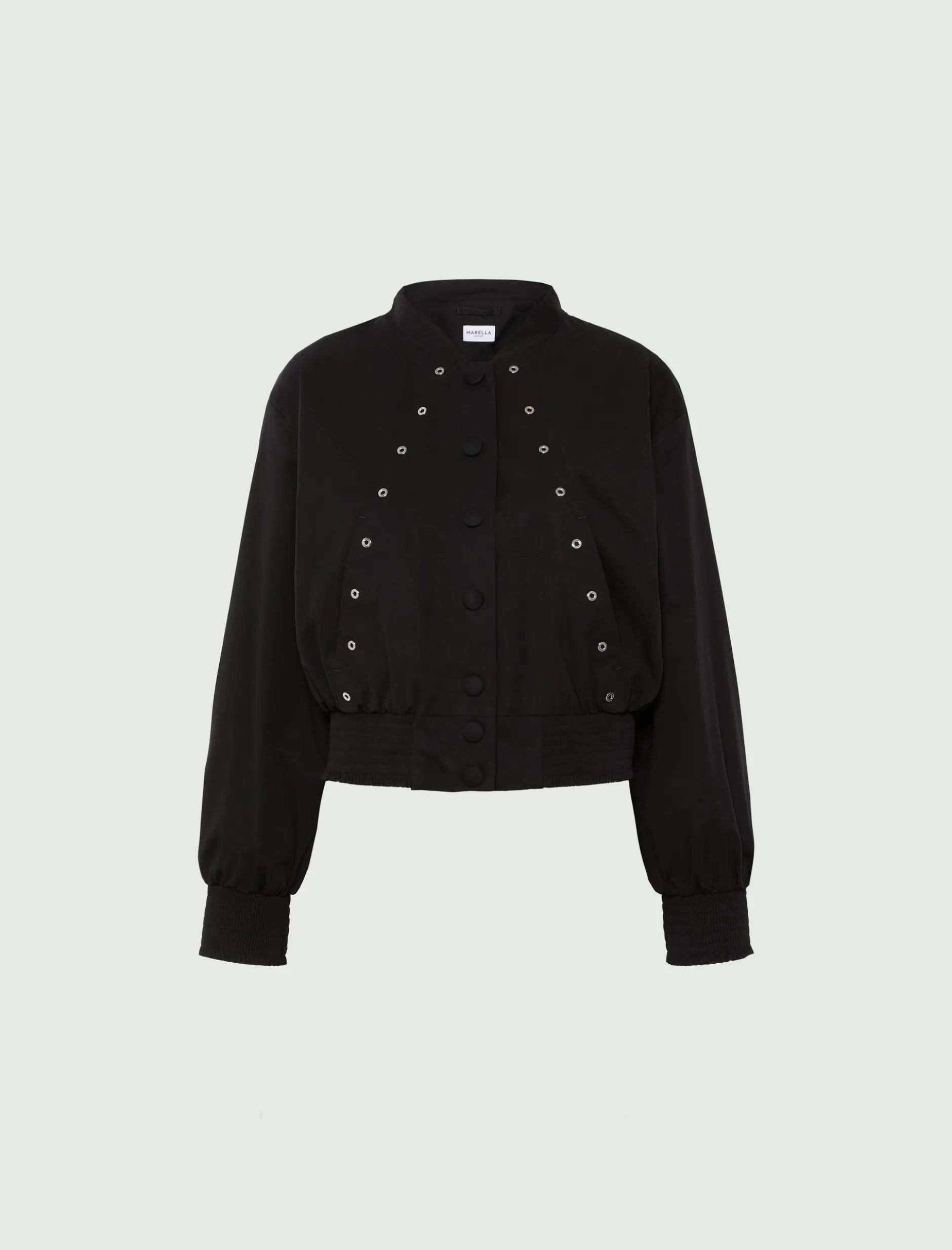 Bomber in cotone con dettagli passavela - NERO