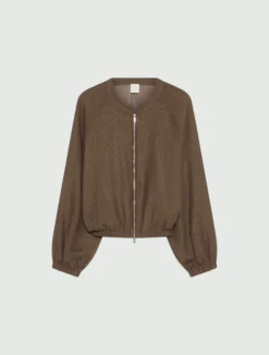 Bomber oversize con micro strass - MARRONE