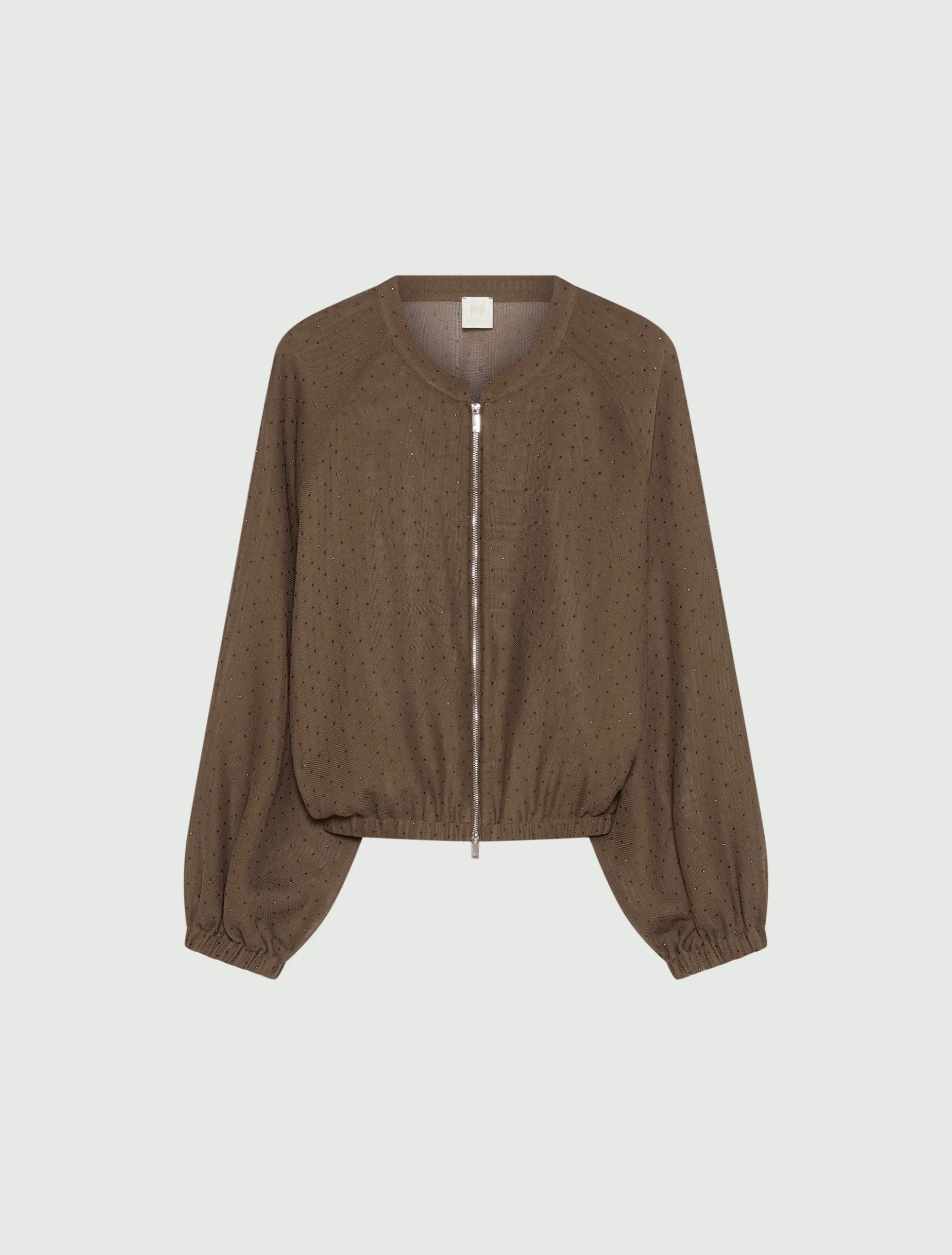 Bomber oversize con micro strass - MARRONE