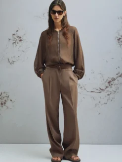 Bomber oversize con micro strass - MARRONE