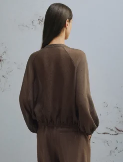 Bomber oversize con micro strass - MARRONE