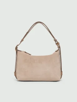 Borsa compatta in pelle scamosciata - TORTORA