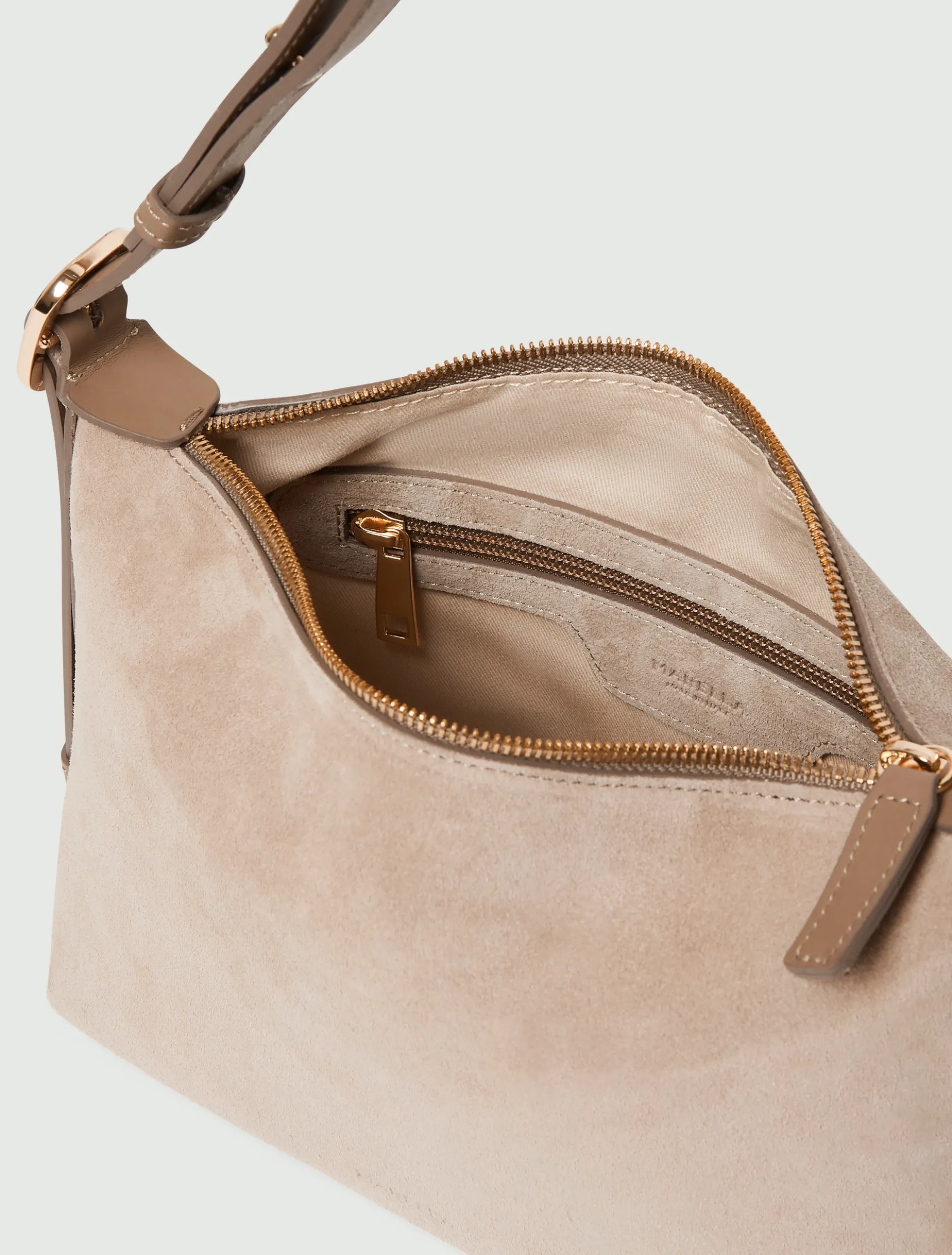 Borsa compatta in pelle scamosciata - TORTORA