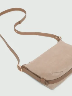 Borsa compatta in pelle scamosciata - TORTORA