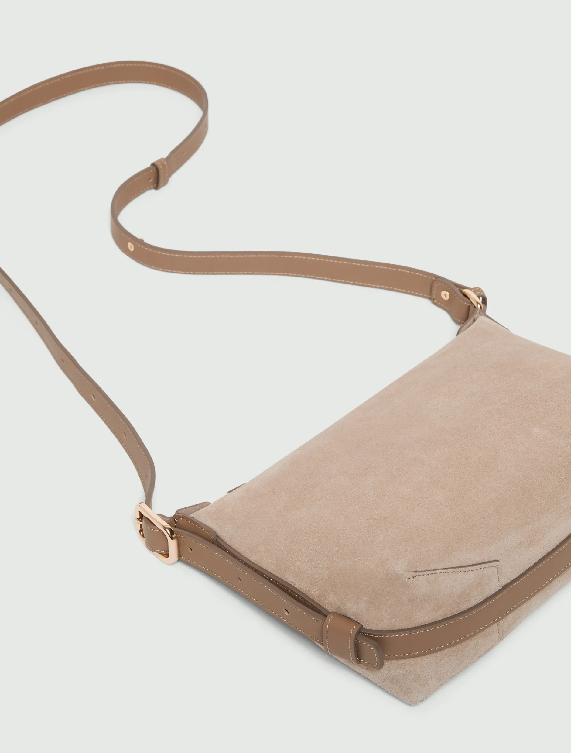 Borsa compatta in pelle scamosciata - TORTORA