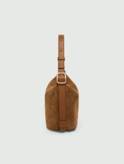 Borsa compatta in pelle scamosciata - CUOIO