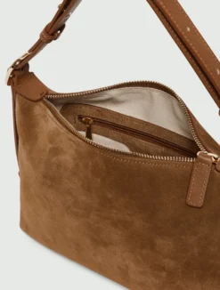 Borsa compatta in pelle scamosciata - CUOIO