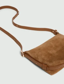 Borsa compatta in pelle scamosciata - CUOIO
