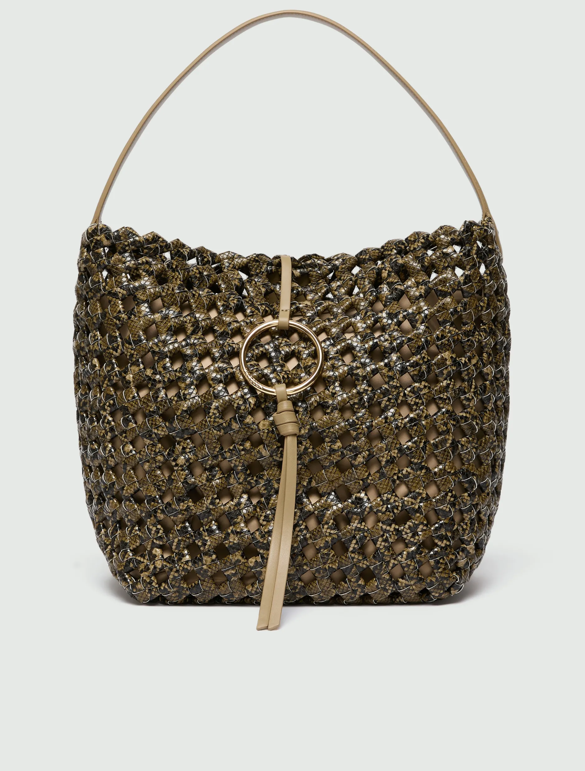 Borsa grande con stampa pitone intrecciato - KAKI