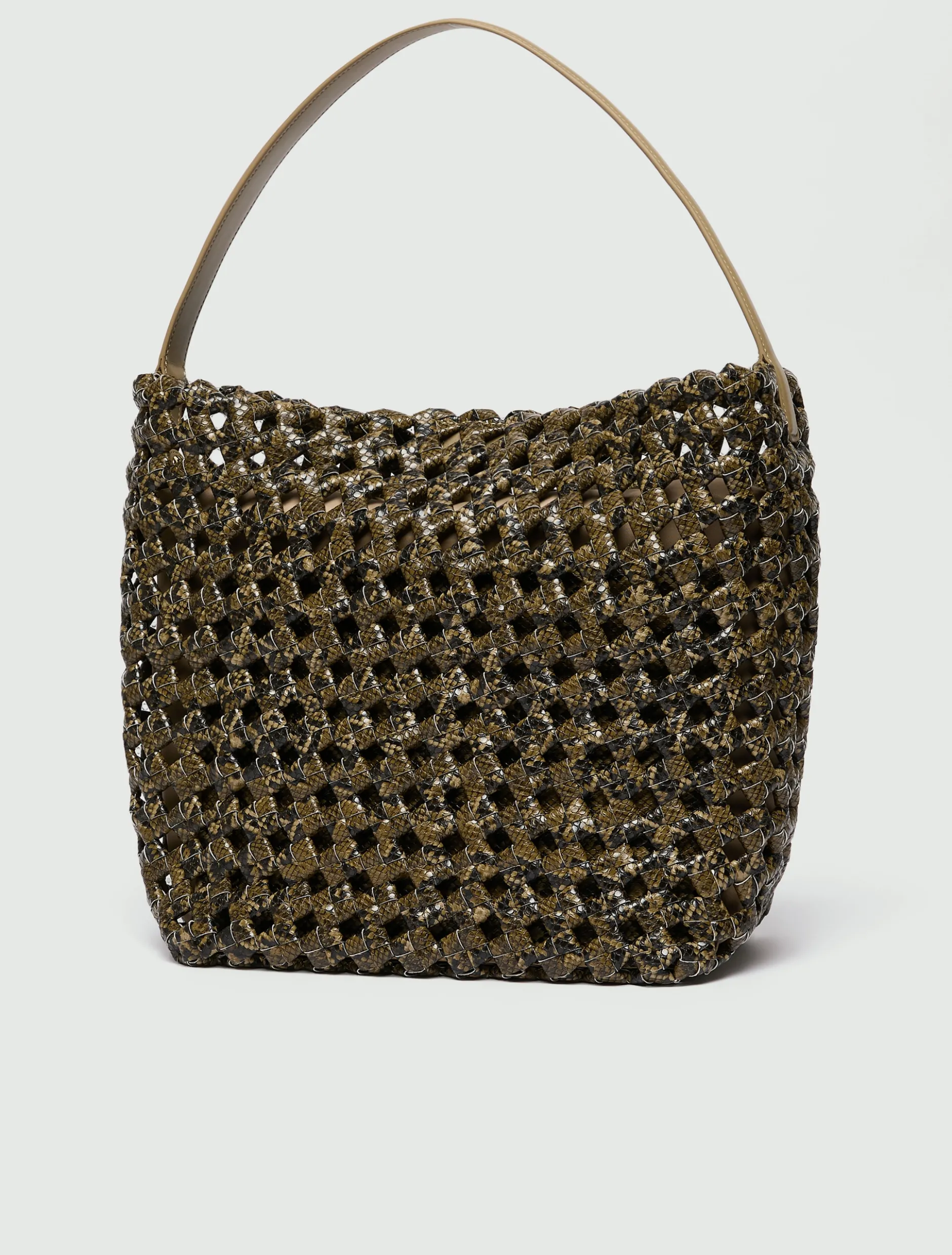 Borsa grande con stampa pitone intrecciato - KAKI