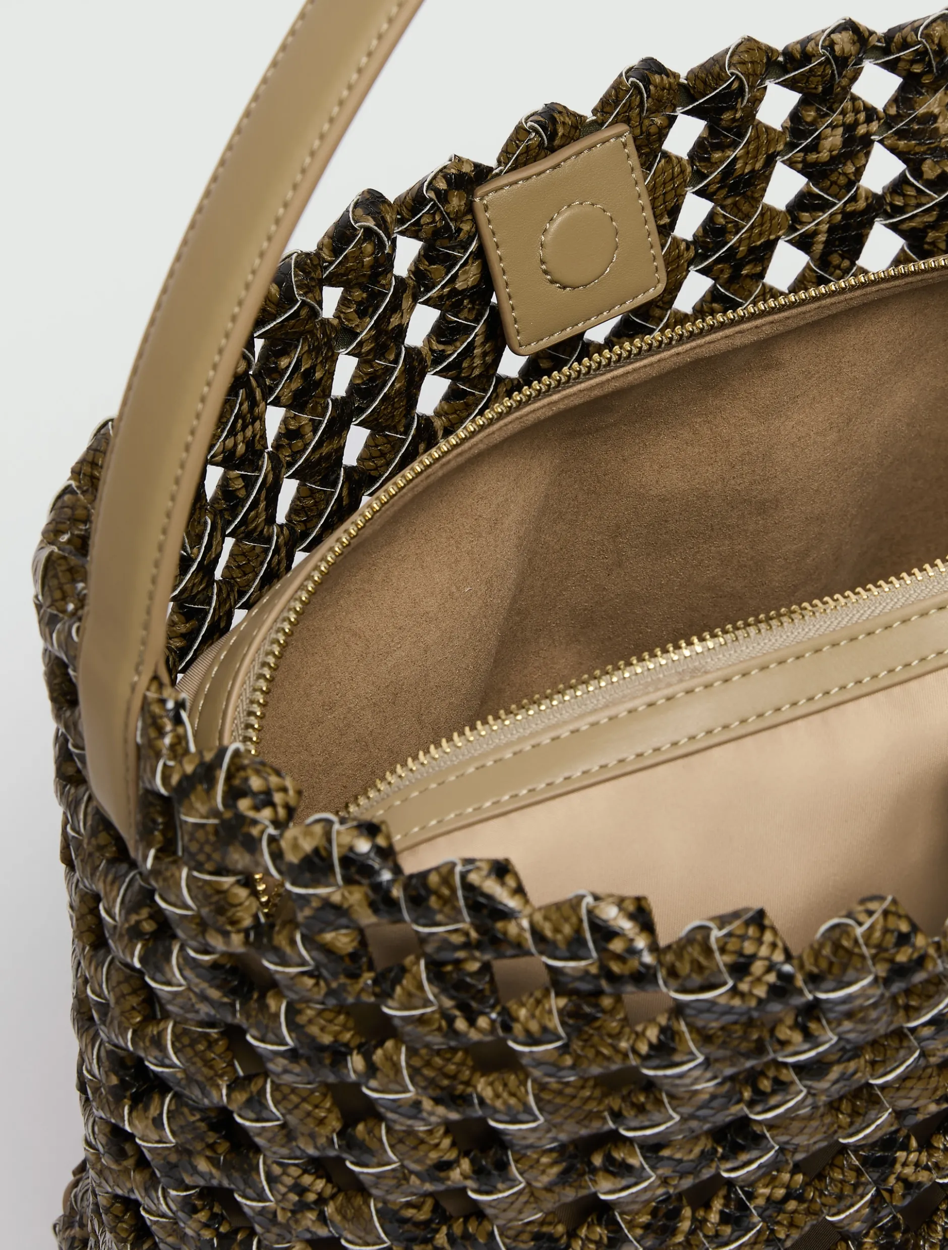 Borsa grande con stampa pitone intrecciato - KAKI