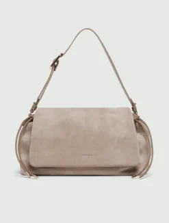 Borsa in pelle scamosciata con coulisse - TORTORA
