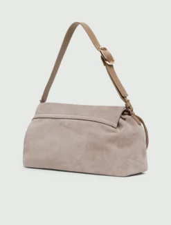 Borsa in pelle scamosciata con coulisse - TORTORA